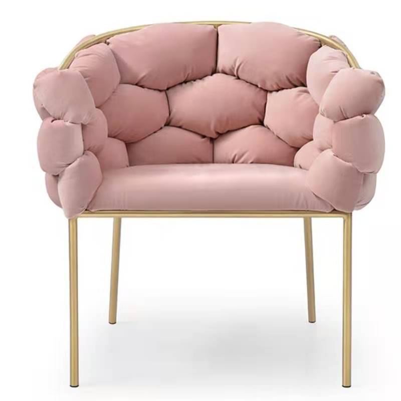 Glam Metal Dining Room Chair Velvet Dining Side Chair for Home Use Light Pink 1 Piece Clearhalo 'Dining Chairs' 'Dining Tables & Seating' 'dining_chair' 'furn' 'furn_dining_chair' 'Furniture' 'Kitchen & Dining Furniture' 5632789