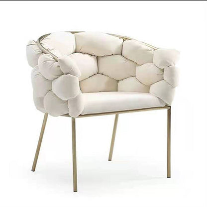 Glam Metal Dining Room Chair Velvet Dining Side Chair for Home Use Off-White 1 Piece Clearhalo 'Dining Chairs' 'Dining Tables & Seating' 'dining_chair' 'furn' 'furn_dining_chair' 'Furniture' 'Kitchen & Dining Furniture' 5632791