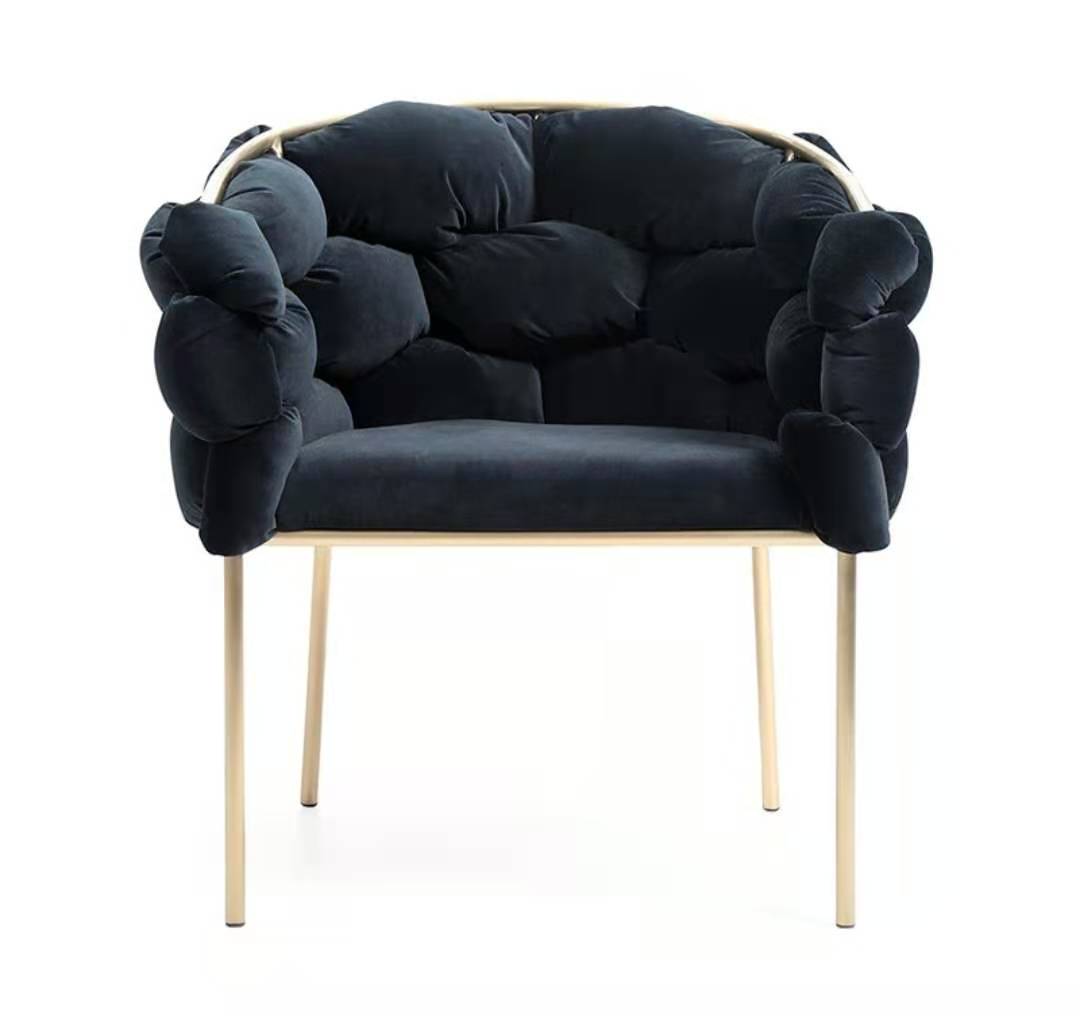 Glam Metal Dining Room Chair Velvet Dining Side Chair for Home Use Black 1 Piece Clearhalo 'Dining Chairs' 'Dining Tables & Seating' 'dining_chair' 'furn' 'furn_dining_chair' 'Furniture' 'Kitchen & Dining Furniture' 5632793