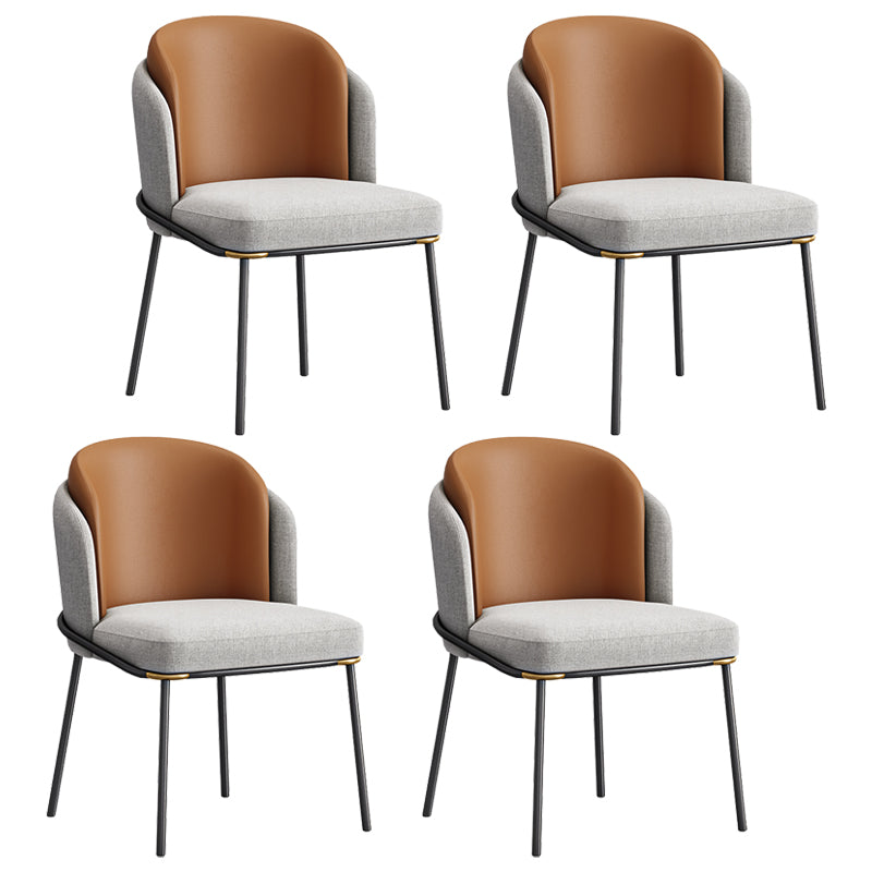 Metal Leg Dining Chair Modern Coffee Shop Parsons Dining Side Chair Orange-Gray 4 Piece Set Clearhalo 'Dining Chairs' 'Dining Tables & Seating' 'dining_chair' 'furn' 'furn_dining_chair' 'Furniture' 'Kitchen & Dining Furniture' 5632835