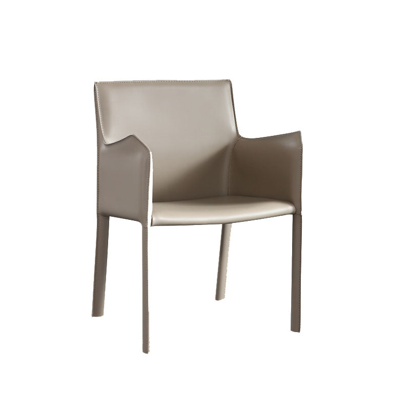 Solid Back Dining Chair Designer Style Dining Room Leather Arm Chair