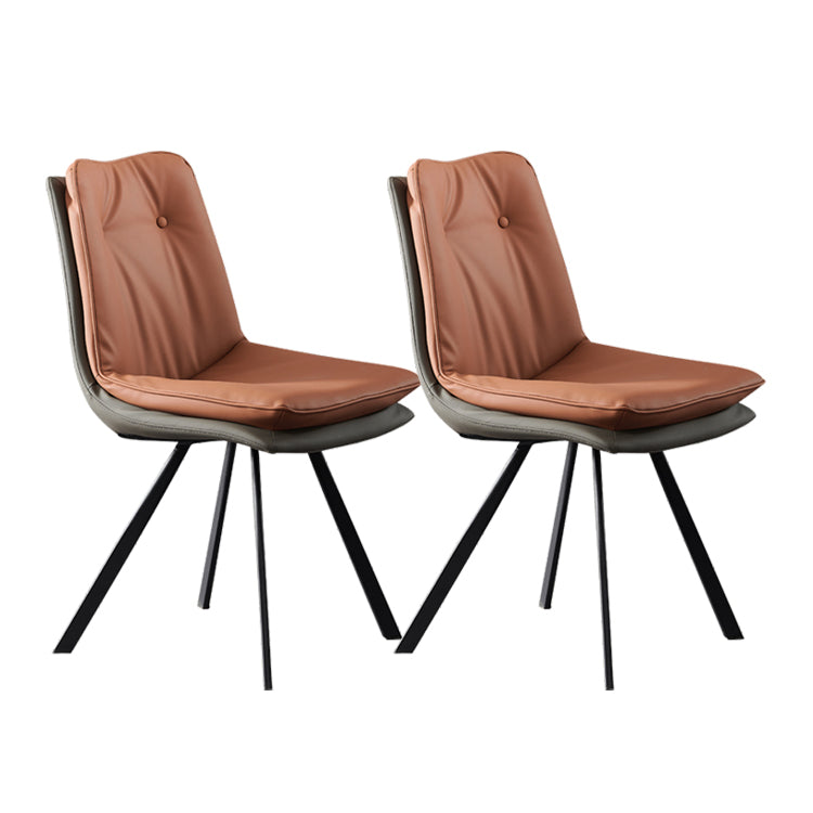 Leather Dining Side Chair Industrial Design Armless Solid Back Chairs