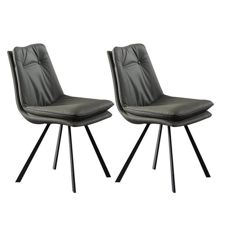 Leather Dining Side Chair Industrial Design Armless Solid Back Chairs