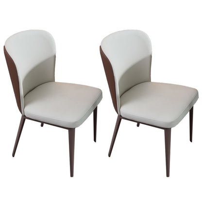 Contemporary Restaurant Leather Side Chair Brown Leg Wingback Dining Chair White 2 Piece Set Clearhalo 'Dining Chairs' 'Dining Tables & Seating' 'dining_chair' 'furn' 'furn_dining_chair' 'Furniture' 'Kitchen & Dining Furniture' 5632927