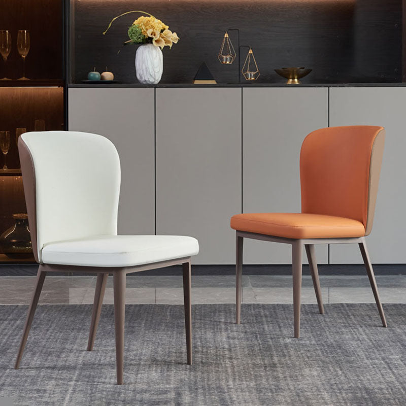 Contemporary Restaurant Leather Side Chair Brown Leg Wingback Dining Chair Clearhalo 'Dining Chairs' 'Dining Tables & Seating' 'dining_chair' 'furn' 'furn_dining_chair' 'Furniture' 'Kitchen & Dining Furniture' 5632932