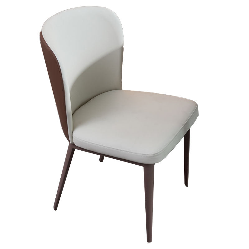 Contemporary Restaurant Leather Side Chair Brown Leg Wingback Dining Chair Clearhalo 'Dining Chairs' 'Dining Tables & Seating' 'dining_chair' 'furn' 'furn_dining_chair' 'Furniture' 'Kitchen & Dining Furniture' 5632933