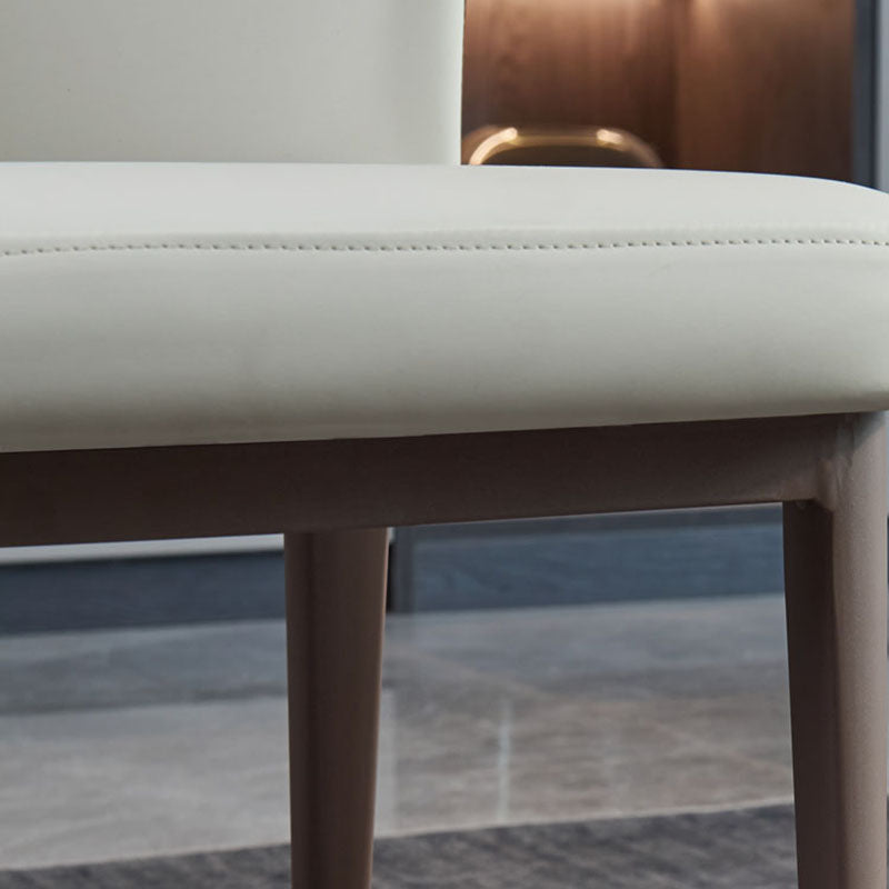 Contemporary Restaurant Leather Side Chair Brown Leg Wingback Dining Chair Clearhalo 'Dining Chairs' 'Dining Tables & Seating' 'dining_chair' 'furn' 'furn_dining_chair' 'Furniture' 'Kitchen & Dining Furniture' 5632935