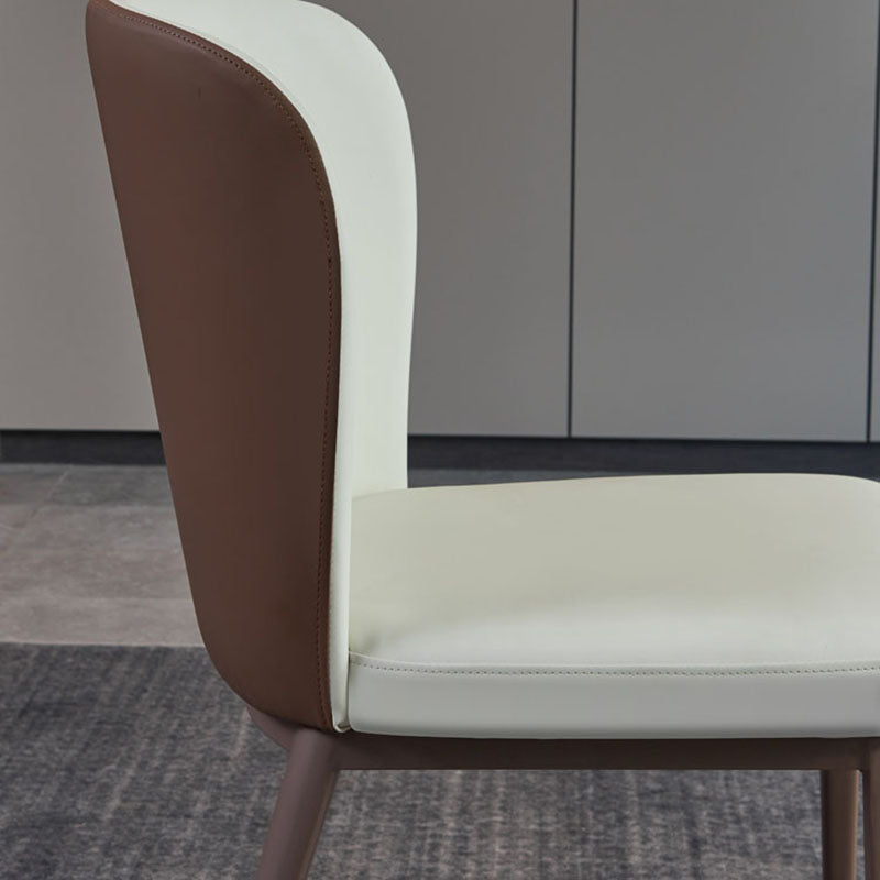 Contemporary Restaurant Leather Side Chair Brown Leg Wingback Dining Chair Clearhalo 'Dining Chairs' 'Dining Tables & Seating' 'dining_chair' 'furn' 'furn_dining_chair' 'Furniture' 'Kitchen & Dining Furniture' 5632936