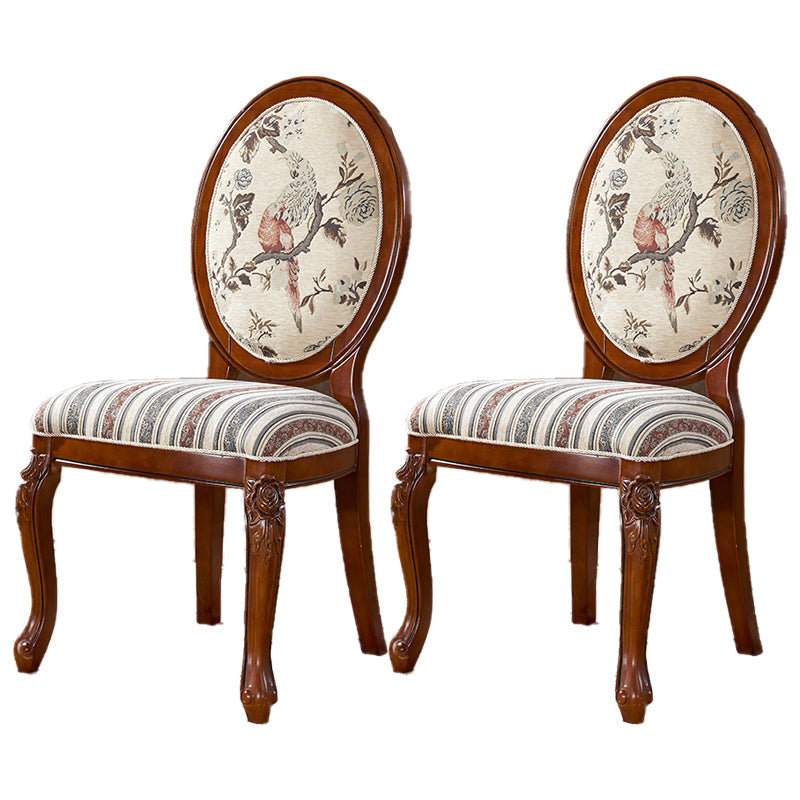 Victorian Style Kitchen Wooden Chair Dining Armless Side Chairs Brown 2 Piece Set Clearhalo 'Dining Chairs' 'Dining Tables & Seating' 'dining_chair' 'furn' 'furn_dining_chair' 'Furniture' 'Kitchen & Dining Furniture' 5632948