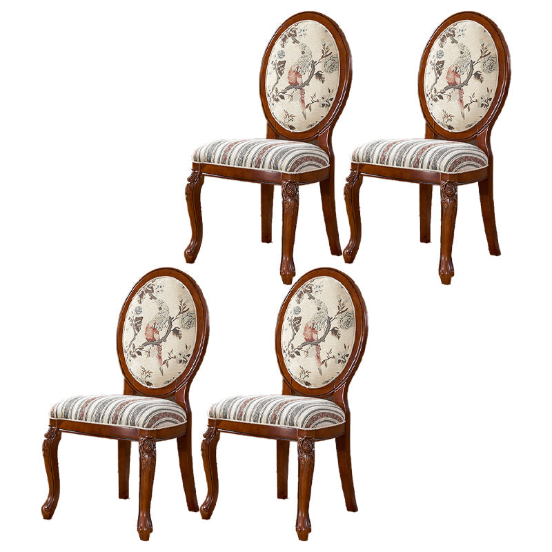 Victorian Style Kitchen Wooden Chair Dining Armless Side Chairs Brown 4 Piece Set Clearhalo 'Dining Chairs' 'Dining Tables & Seating' 'dining_chair' 'furn' 'furn_dining_chair' 'Furniture' 'Kitchen & Dining Furniture' 5632950