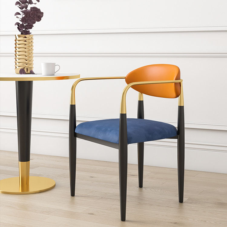 Contemporary Restaurant Upholstered Arm Chair Open Back Dining Chair
