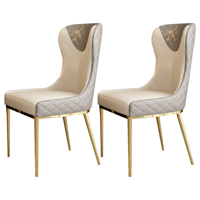 Glam Indoor Dining Chair Wingback Dining Room Chair with Metal  Legs