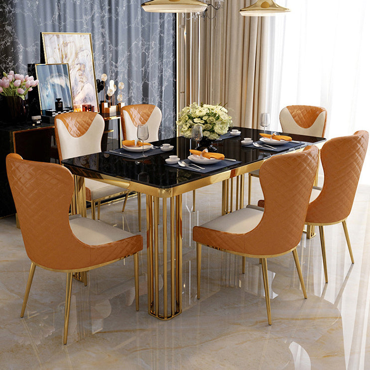 Glam Indoor Dining Chair Wingback Dining Room Chair with Metal  Legs