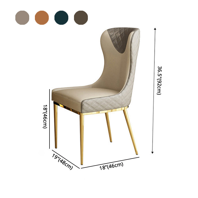 Glam Indoor Dining Chair Wingback Dining Room Chair with Metal  Legs
