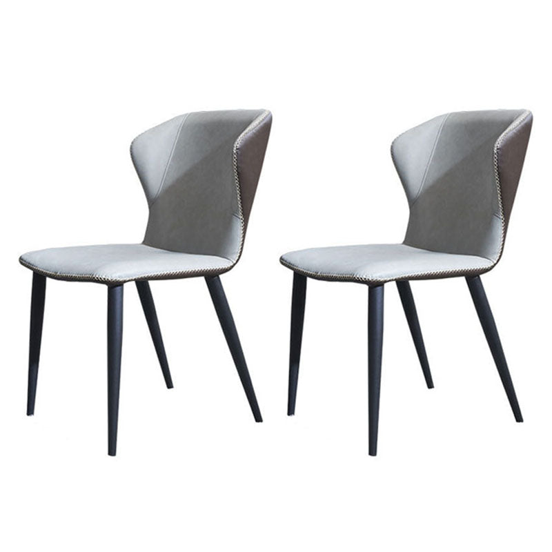 Sedia da pranzo contemporanea finitura opaca in pelle curva sedia a braccialess