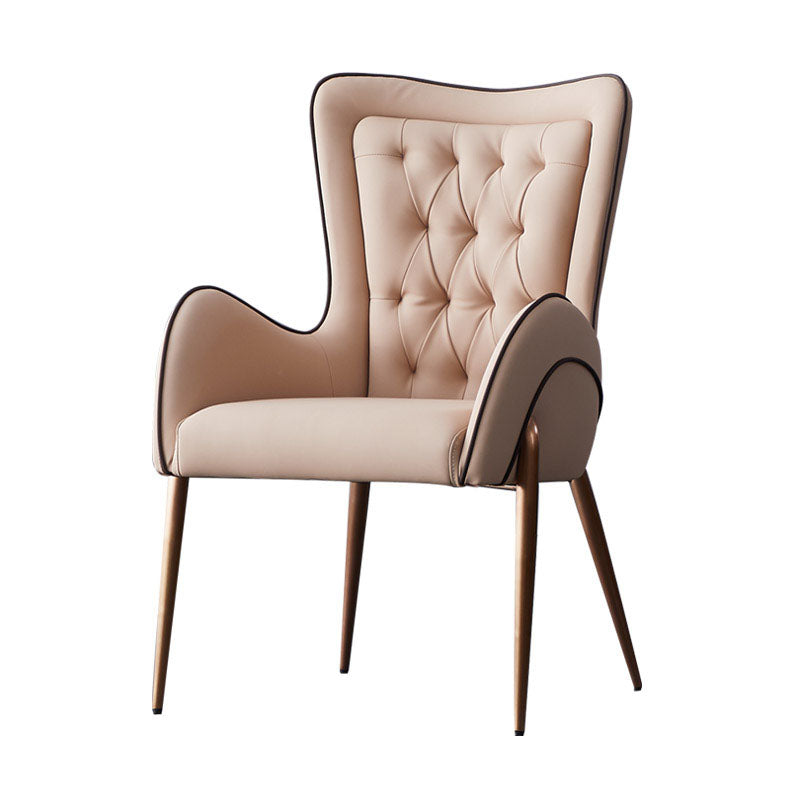 Nordic Style Metal Dining Chairs Upholstered Side Chairs for Restaurant Use White-Pink 1 Piece Clearhalo 'Dining Chairs' 'Dining Tables & Seating' 'dining_chair' 'furn' 'furn_dining_chair' 'Furniture' 'Kitchen & Dining Furniture' 5633056