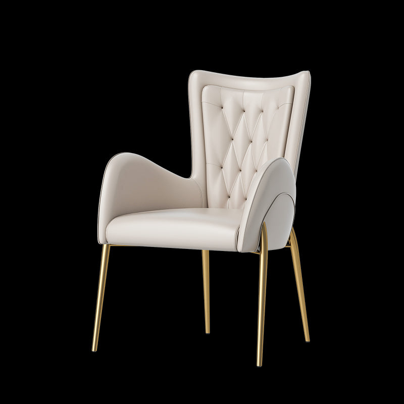 Nordic Style Metal Dining Chairs Upholstered Side Chairs for Restaurant Use Off-White 1 Piece Clearhalo 'Dining Chairs' 'Dining Tables & Seating' 'dining_chair' 'furn' 'furn_dining_chair' 'Furniture' 'Kitchen & Dining Furniture' 5633066