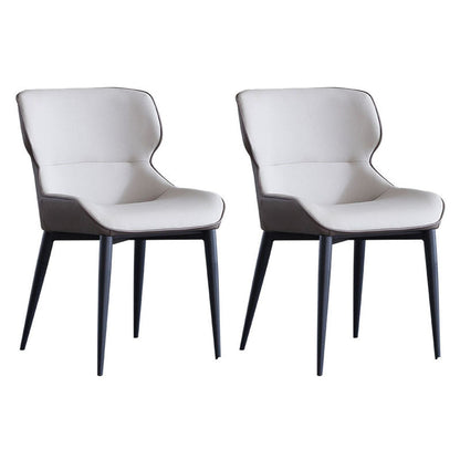 Contemporary Dining Sloped Arm Chair Matte Finish Leather Curved Parsons Chair