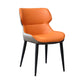 Contemporary Dining Sloped Arm Chair Matte Finish Leather Curved Parsons Chair