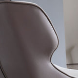 Contemporary Dining Sloped Arm Chair Matte Finish Leather Curved Parsons Chair