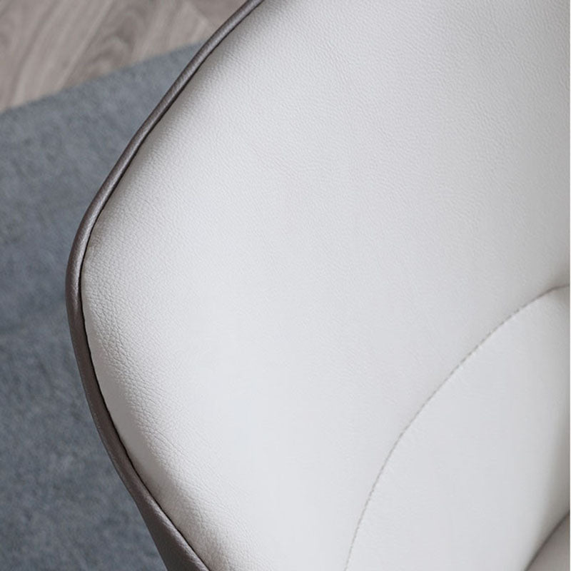 Contemporary Dining Sloped Arm Chair Matte Finish Leather Curved Parsons Chair