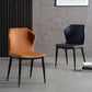 Contemporary Dining Armless Chairs Matte Finish Leather Curved Wingback Side Chair
