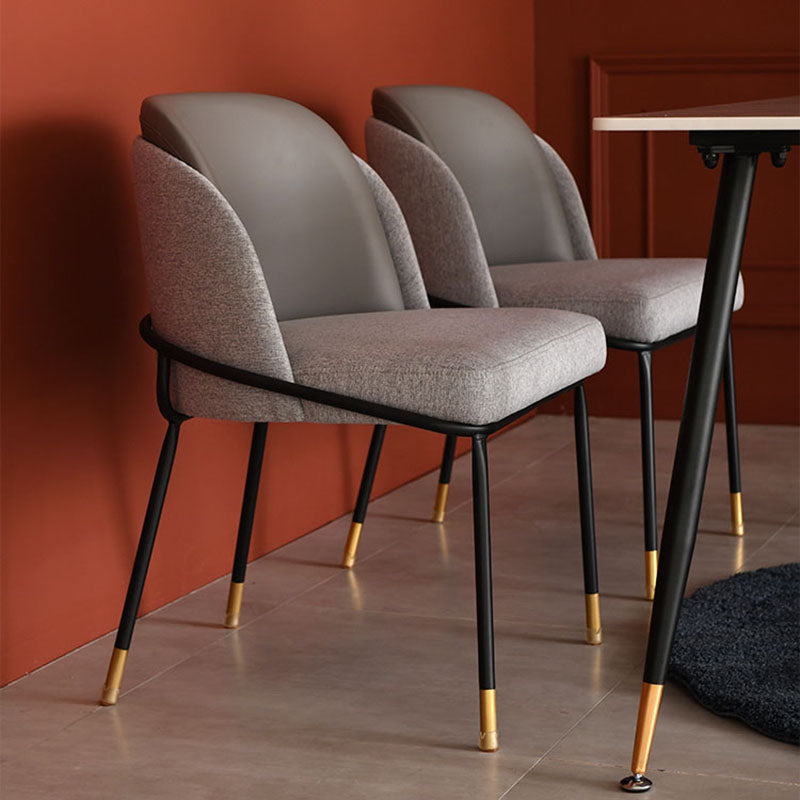 Scandinavian Design Solid Back Chairs Armless Upholstered Dining Side Chairs