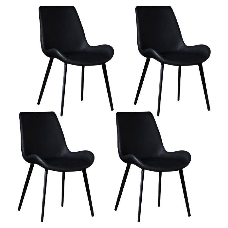 Contemporary Armless Chair Matte Finish Leather Curved Parsons Side Chair for Home