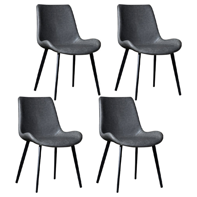Contemporary Armless Chair Matte Finish Leather Curved Parsons Side Chair for Home