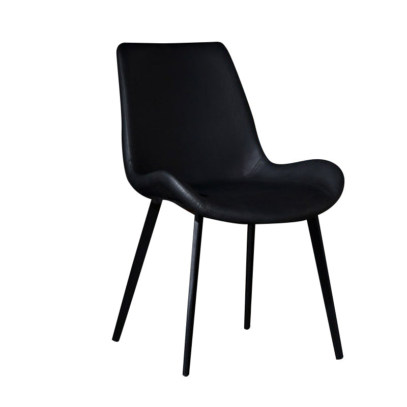 Contemporary Armless Chair Matte Finish Leather Curved Parsons Side Chair for Home