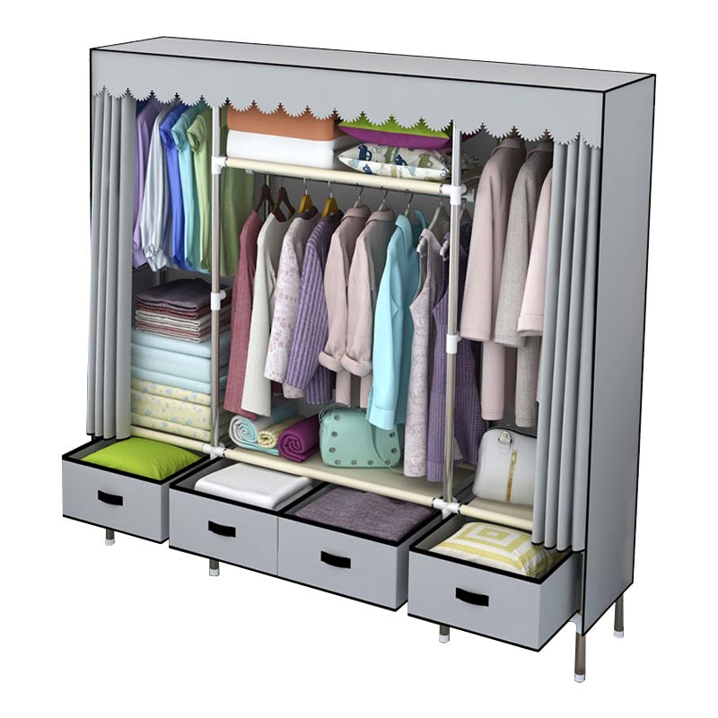 Armadio in metallo argento armadio per la casa contemporanea con cassetti