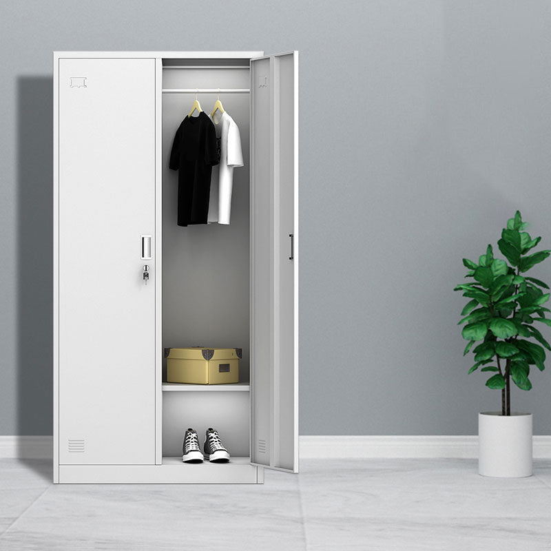 Metal Wardrobe Cabinet Contemporary Hinged Wardrobe Closet for Home Grey 2 Clearhalo 'Armoires & Wardrobes' 'armoires_wardrobes' 'Bedroom Furniture' 'furn' 'furn_armoires_wardrobes' 'Furniture' 5633408