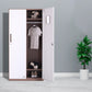 Metal Wardrobe Cabinet Contemporary Hinged Wardrobe Closet for Home White-Brown 2 Clearhalo 'Armoires & Wardrobes' 'armoires_wardrobes' 'Bedroom Furniture' 'furn' 'furn_armoires_wardrobes' 'Furniture' 5633410