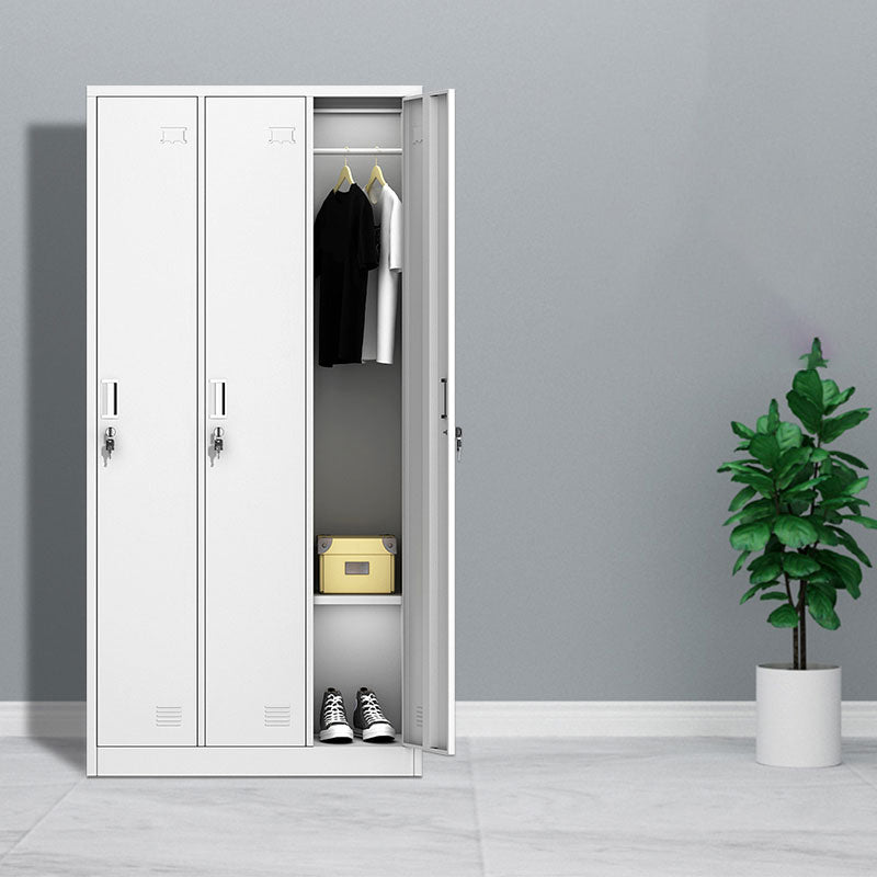 Metal Wardrobe Cabinet Contemporary Hinged Wardrobe Closet for Home Grey 3 Clearhalo 'Armoires & Wardrobes' 'armoires_wardrobes' 'Bedroom Furniture' 'furn' 'furn_armoires_wardrobes' 'Furniture' 5633413