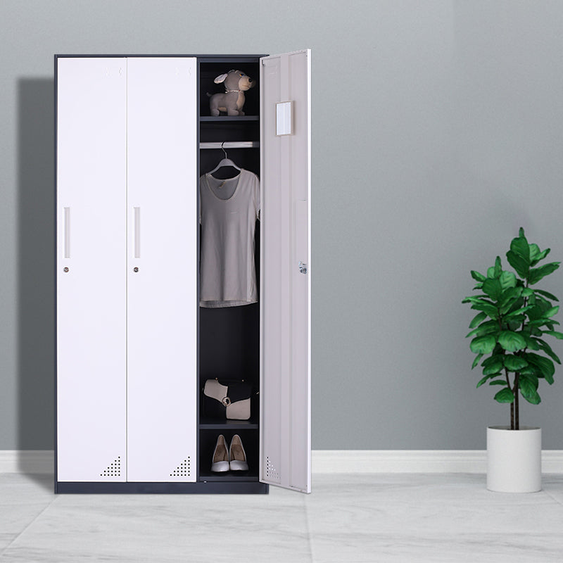 Metal Wardrobe Cabinet Contemporary Hinged Wardrobe Closet for Home White-Gray 3 Clearhalo 'Armoires & Wardrobes' 'armoires_wardrobes' 'Bedroom Furniture' 'furn' 'furn_armoires_wardrobes' 'Furniture' 5633418
