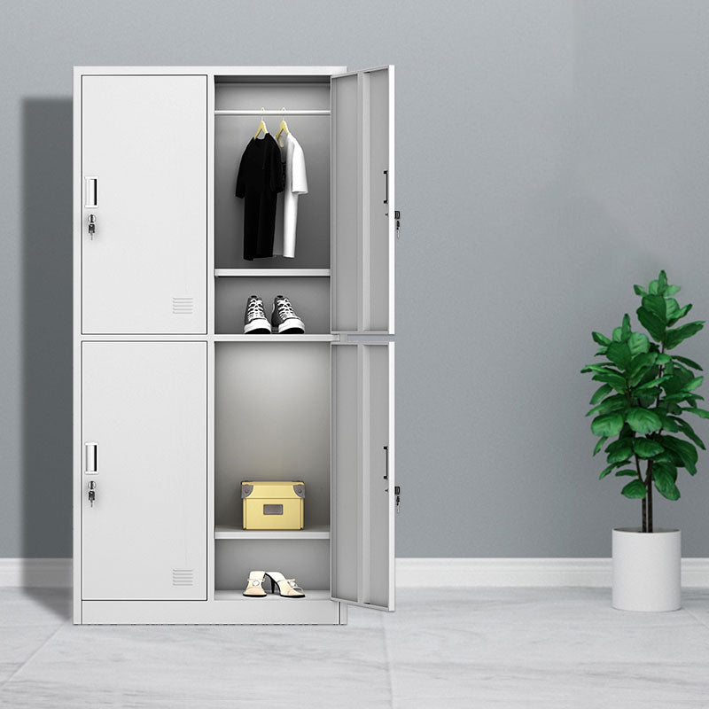 Metal Wardrobe Cabinet Contemporary Hinged Wardrobe Closet for Home Grey 4 Clearhalo 'Armoires & Wardrobes' 'armoires_wardrobes' 'Bedroom Furniture' 'furn' 'furn_armoires_wardrobes' 'Furniture' 5633419