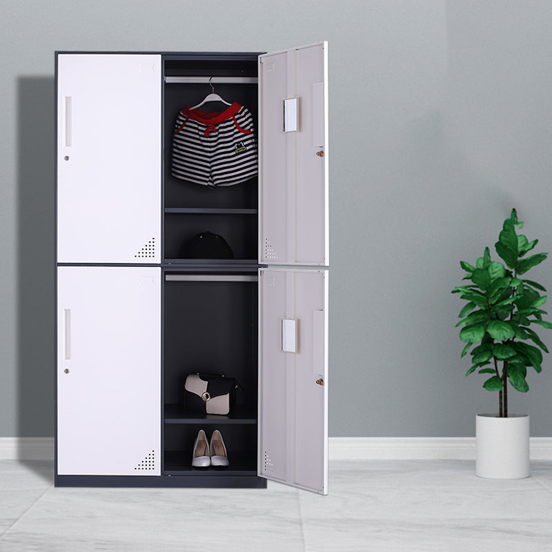 Metal Wardrobe Cabinet Contemporary Hinged Wardrobe Closet for Home White-Gray 4 Clearhalo 'Armoires & Wardrobes' 'armoires_wardrobes' 'Bedroom Furniture' 'furn' 'furn_armoires_wardrobes' 'Furniture' 5633422