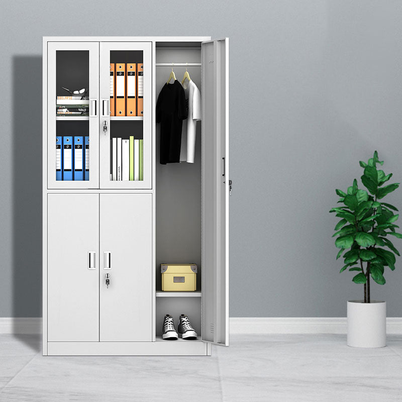 Metal Wardrobe Cabinet Contemporary Hinged Wardrobe Closet for Home Grey 5 Clearhalo 'Armoires & Wardrobes' 'armoires_wardrobes' 'Bedroom Furniture' 'furn' 'furn_armoires_wardrobes' 'Furniture' 5633425