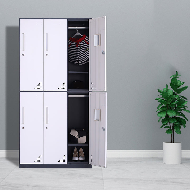 Metal Wardrobe Cabinet Contemporary Hinged Wardrobe Closet for Home White-Gray 6 Clearhalo 'Armoires & Wardrobes' 'armoires_wardrobes' 'Bedroom Furniture' 'furn' 'furn_armoires_wardrobes' 'Furniture' 5633429