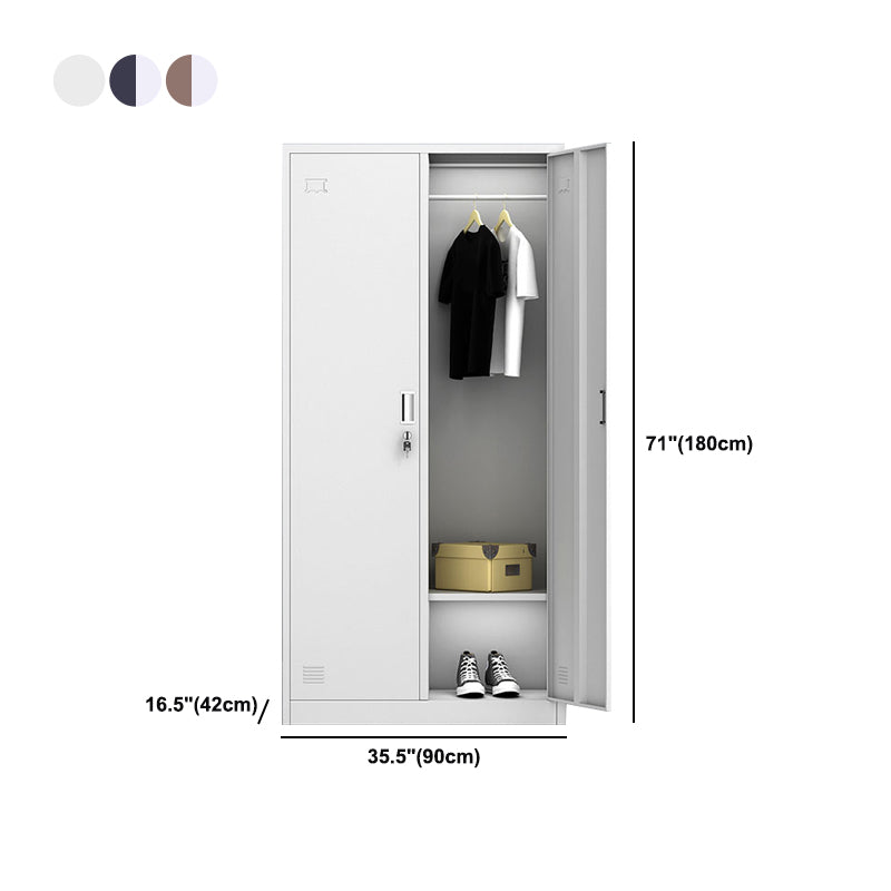 Metal Wardrobe Cabinet Contemporary Hinged Wardrobe Closet for Home Clearhalo 'Armoires & Wardrobes' 'armoires_wardrobes' 'Bedroom Furniture' 'furn' 'furn_armoires_wardrobes' 'Furniture' 5633435