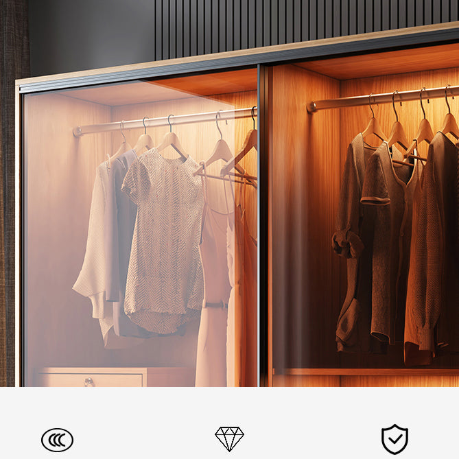 Heldere glazen deur opbergkast moderne schuifdeur garderobe voor thuis