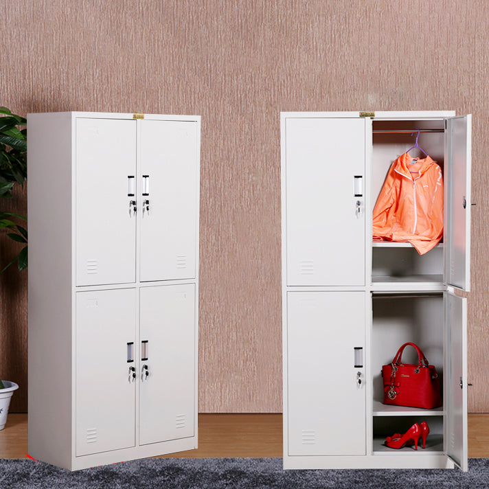 Hinged Metal Wardrobe Armoire Contemporary Grey Wardrobe Cabinet Clearhalo 'Armoires & Wardrobes' 'armoires_wardrobes' 'Bedroom Furniture' 'furn' 'furn_armoires_wardrobes' 'Furniture' 5633472