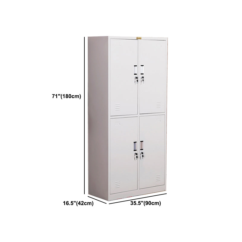 Hinged Metal Wardrobe Armoire Contemporary Grey Wardrobe Cabinet Clearhalo 'Armoires & Wardrobes' 'armoires_wardrobes' 'Bedroom Furniture' 'furn' 'furn_armoires_wardrobes' 'Furniture' 5633479