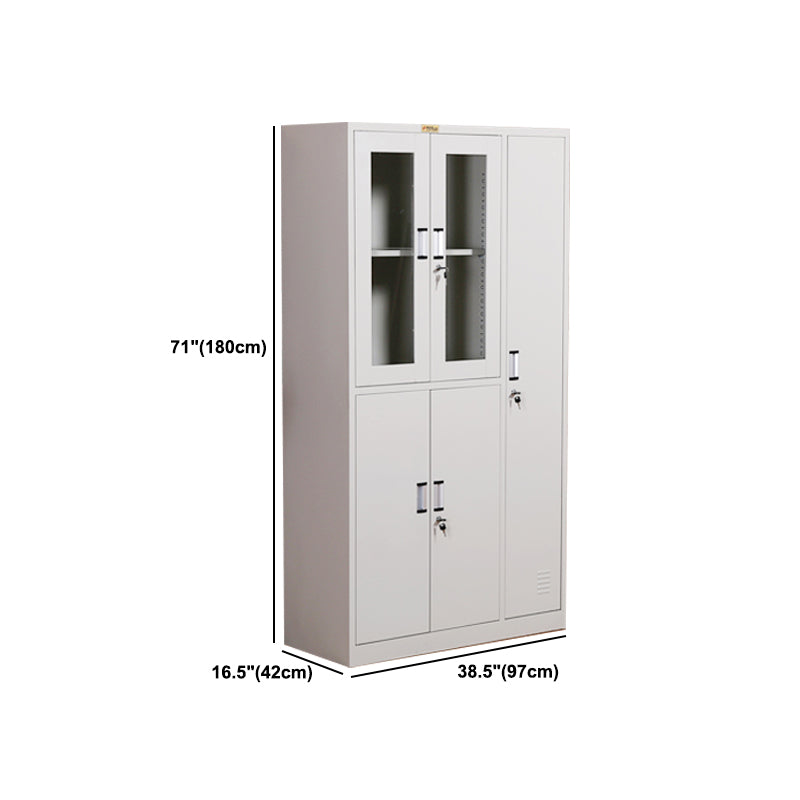 Hinged Metal Wardrobe Armoire Contemporary Grey Wardrobe Cabinet Clearhalo 'Armoires & Wardrobes' 'armoires_wardrobes' 'Bedroom Furniture' 'furn' 'furn_armoires_wardrobes' 'Furniture' 5633480