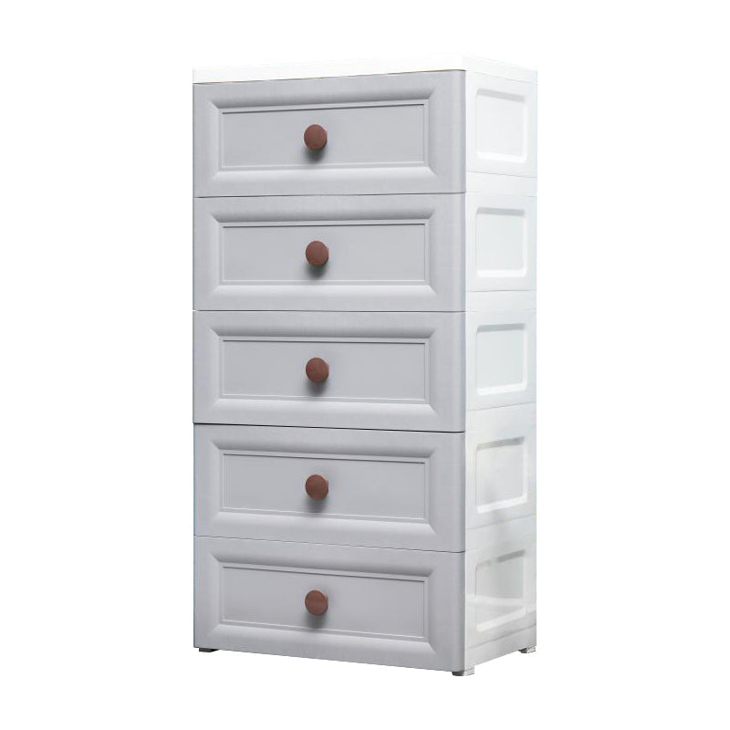 Contemporary Style Non-Hanging Armoire Plastic Home Storage Cabinet 25.5"L x 18"W x 51"H Grey 5 Clearhalo 'Armoires & Wardrobes' 'armoires_wardrobes' 'Bedroom Furniture' 'furn' 'furn_armoires_wardrobes' 'Furniture' 5633553