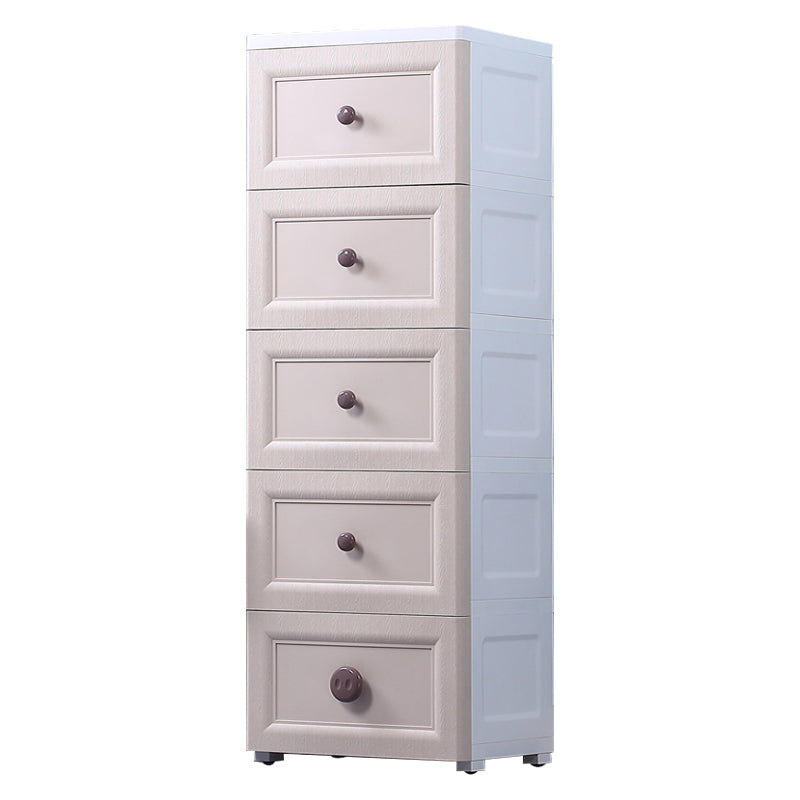 Contemporary Style Non-Hanging Armoire Plastic Home Storage Cabinet 16"L x 12"W x 49"H Khaki 5 Clearhalo 'Armoires & Wardrobes' 'armoires_wardrobes' 'Bedroom Furniture' 'furn' 'furn_armoires_wardrobes' 'Furniture' 5633570