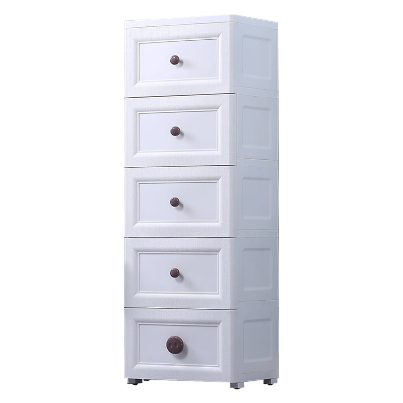 Contemporary Style Non-Hanging Armoire Plastic Home Storage Cabinet 16"L x 12"W x 49"H White 5 Clearhalo 'Armoires & Wardrobes' 'armoires_wardrobes' 'Bedroom Furniture' 'furn' 'furn_armoires_wardrobes' 'Furniture' 5633571