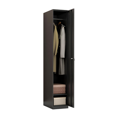 Metal Industrial Cabinet with Hinged Door Black Steel Storage Cabinet for Home 15"L x 17"W x 71"H 1 Clearhalo 'Armoires & Wardrobes' 'armoires_wardrobes' 'Bedroom Furniture' 'furn' 'furn_armoires_wardrobes' 'Furniture' 5633783