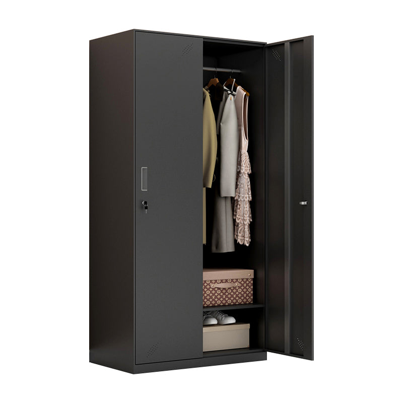 Metal Industrial Cabinet with Hinged Door Black Steel Storage Cabinet for Home 35"L x 18"W x 73"H 2 Clearhalo 'Armoires & Wardrobes' 'armoires_wardrobes' 'Bedroom Furniture' 'furn' 'furn_armoires_wardrobes' 'Furniture' 5633788