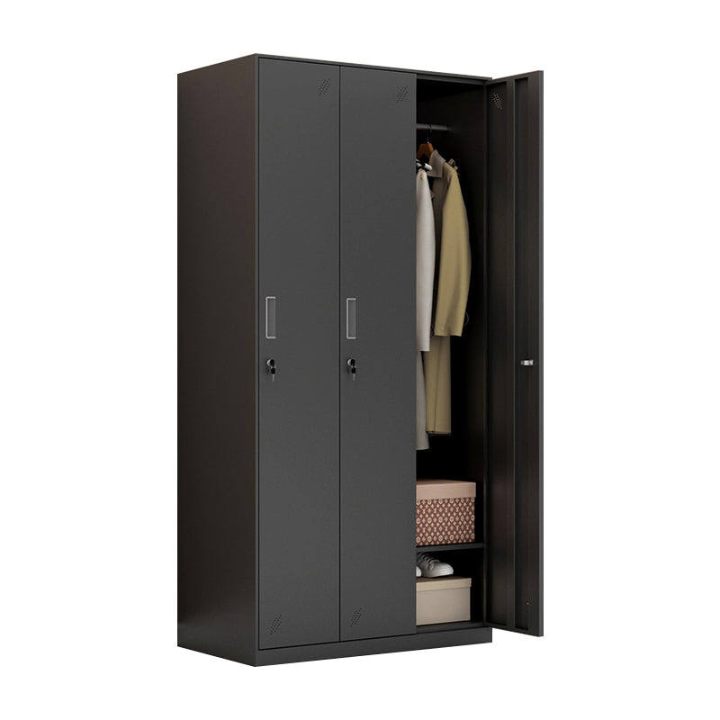 Metal Industrial Cabinet with Hinged Door Black Steel Storage Cabinet for Home 35"L x 18"W x 73"H 3 Clearhalo 'Armoires & Wardrobes' 'armoires_wardrobes' 'Bedroom Furniture' 'furn' 'furn_armoires_wardrobes' 'Furniture' 5633791